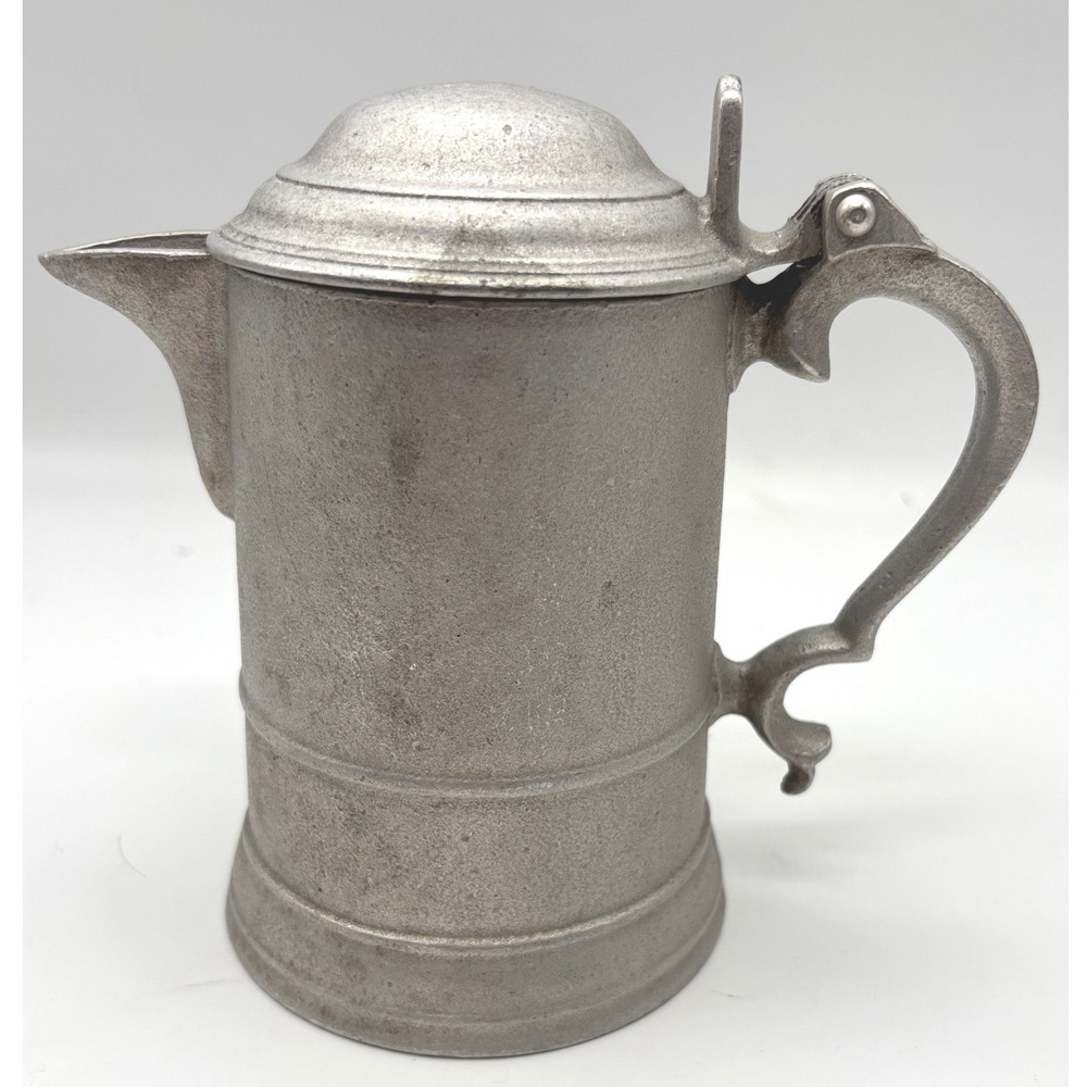 Vintage Pewter Lidded Pitcher Flagon Matte Grey Decorative Vessel 6.25 Inch